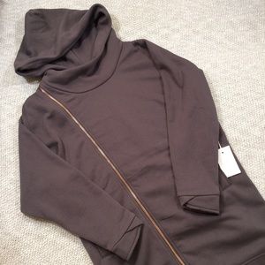 Lime and Vine Dita Grey Asymmetrical Zip Hood